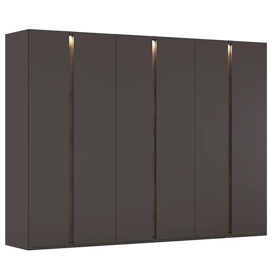 Rauch Luana 301cm 6 Door Wardrobe with Lighting - Graphite and Atlantic Dark Oak