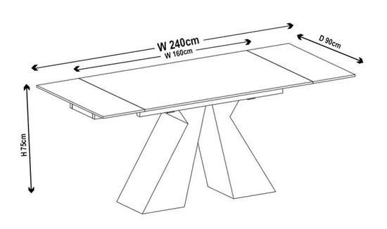 Cassino 6-10 Seater Grey Ceramic Extending Dining Table - 160cm-240cm