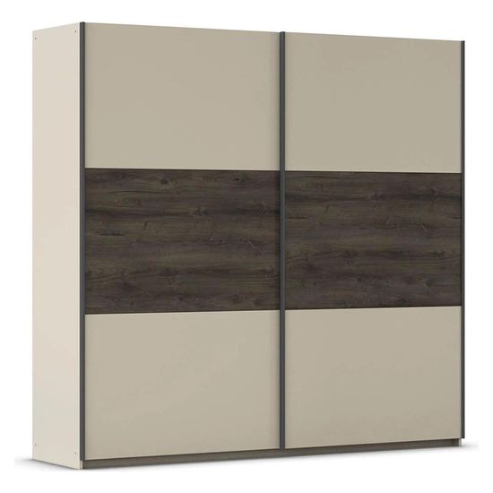 Rauch Marbella 218cm 2 Door Sliding Wardrobe - Champagne and Atlantic Dark Oak