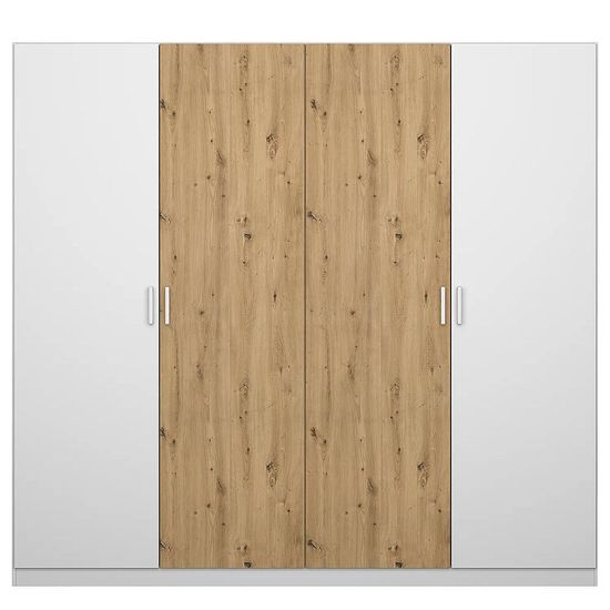 Rauch Miro 226cm 4 Door Wardrobe - Alpine White and Artisan Oak