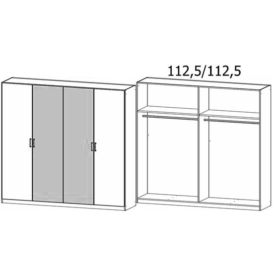 Rauch Miro 226cm 4 Door Wardrobe - Alpine White and Artisan Oak