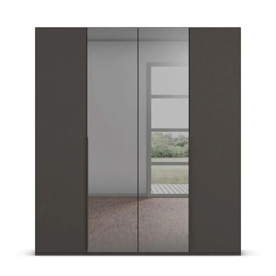 Rauch Paola 201cm 4 Door Wardrobe - Graphite and Grey Glass