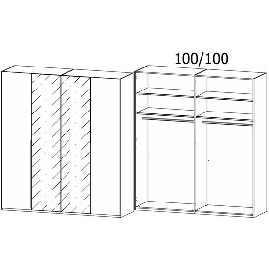 Rauch Paola 201cm 4 Door Wardrobe - Graphite and Grey Glass