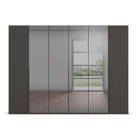 Rauch Paola 301cm 6 Door Wardrobe - Graphite and Grey Glass