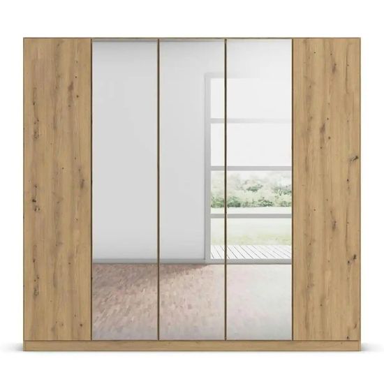 Rauch Wingview Lite 226cm 5 Door Wardrobe with Mirror - Artisan Oak