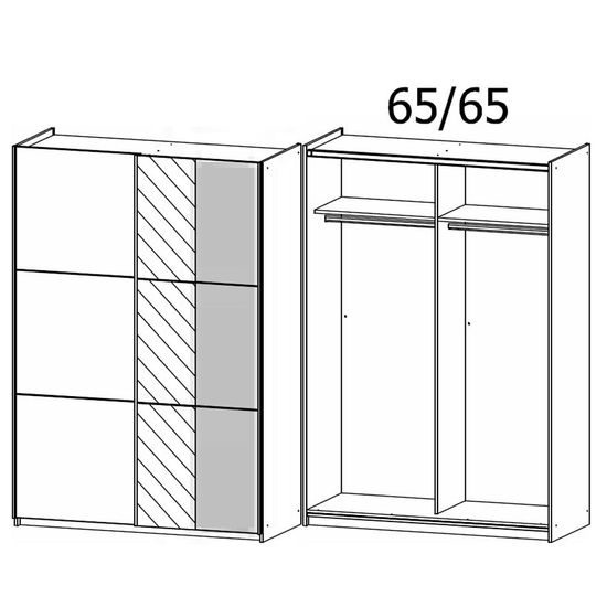 Rauch Slide 131cm 2 Door Sliding Wardrobe with Mirror - Artisan Oak