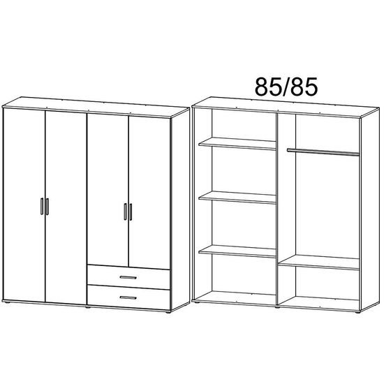 Rauch Rasant Extra 168cm 4 Door Wardrobe with 2 Drawers - Sonoma Oak and Metallic Dark Grey
