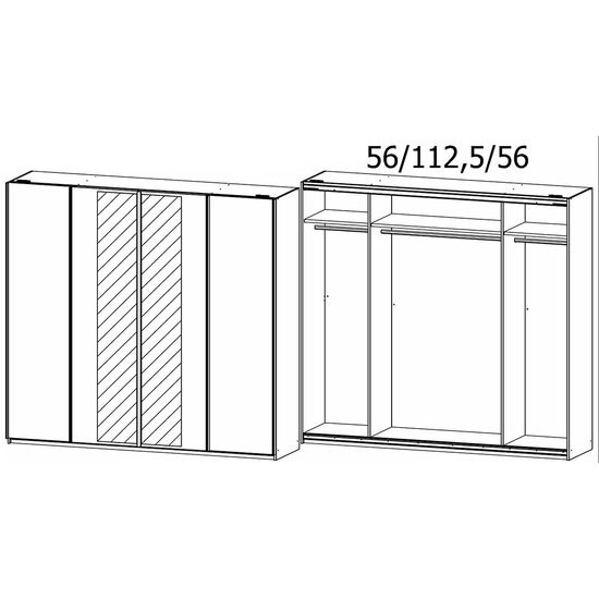 Rauch Altera 226cm 4 Door Sliding Wardrobe with Mirror - Artisan Oak