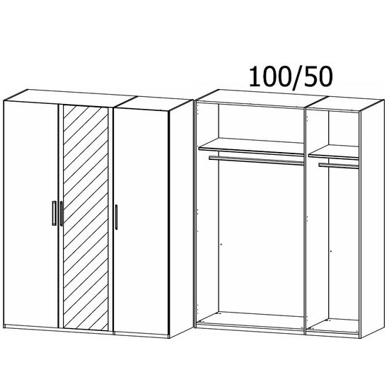 Rauch Evelyn 151cm 3 Door Wardrobe with Mirror - H 197cm - Wild Oak
