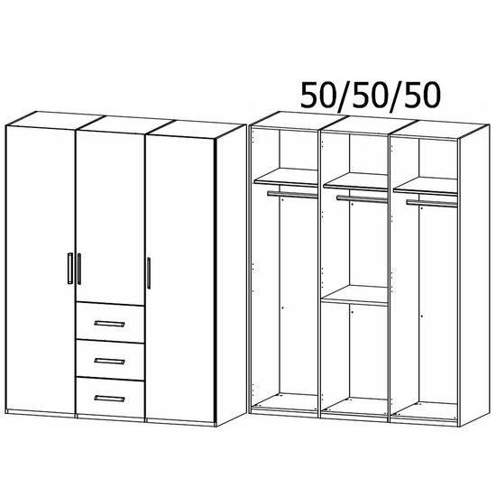 Rauch Evelyn 151cm 3 Door Wardrobe with Drawer - H 223cm - Sonoma Oak