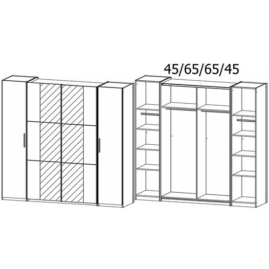 Rauch Kronach 225cm 4 Door Wardrobe with Mirror - Artisan Oak