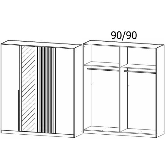 Rauch Lamella 181cm 4 Door Wardrobe with Mirror - Alpine White and Artisan Oak