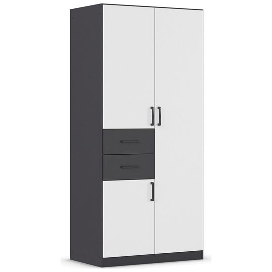 Rauch Maika 91cm 3 Door Wardrobe - H 197cm - Metallic Dark Grey and Alpine White