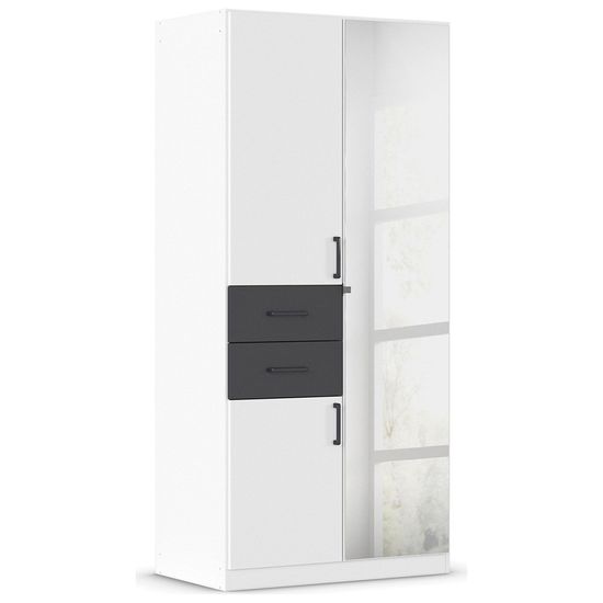 Rauch Maika 91cm 3 Door Combi Wardrobe - H 197cm - Alpine White and Metallic Dark Grey