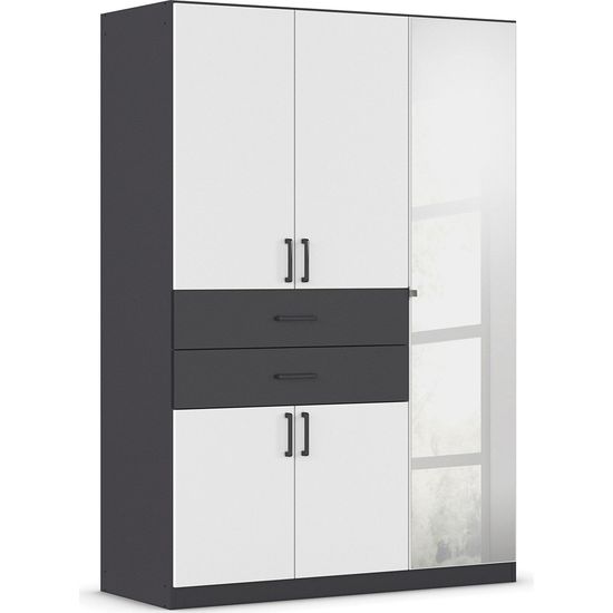 Rauch Maika 136cm 5 Door Combi Wardrobe - H 197cm - Metallic Dark Grey and Alpine White