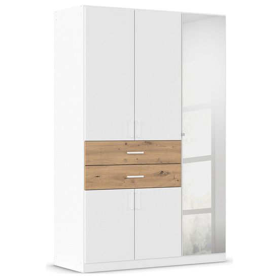 Rauch Maika 136cm 5 Door Combi Wardrobe - H 210cm - Alpine White and Artisan Oak