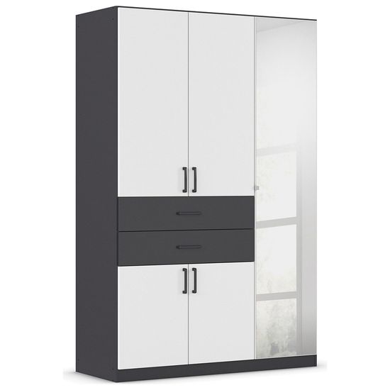 Rauch Maika 136cm 5 Door Combi Wardrobe - H 210cm - Metallic Dark Grey and Alpine White