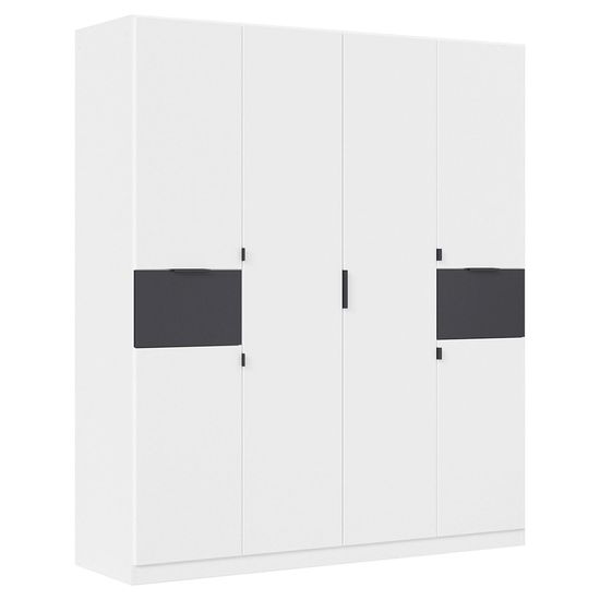 Rauch Ticao 181cm 6 Door Wardrobe - Alpine White and Metallic Dark Grey