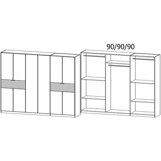 Rauch Ticao 271cm 10 Door Wardrobe - Metallic Dark Grey and Artisan Oak