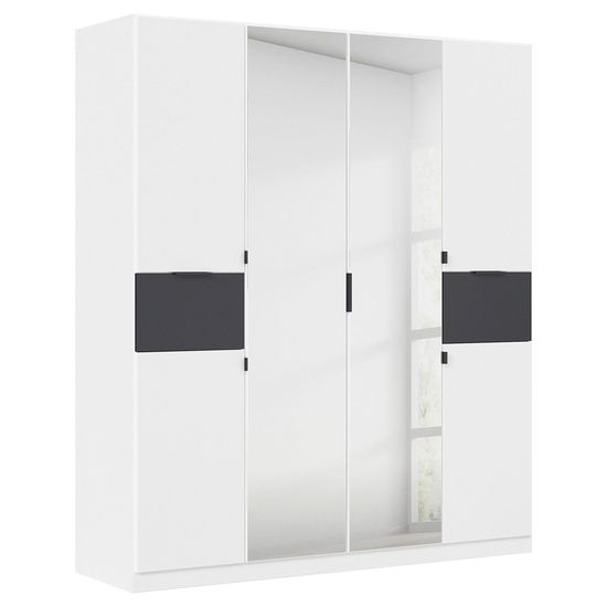 Rauch Ticao 181cm 6 Door Combi Wardrobe - Alpine White and Metallic Dark Grey