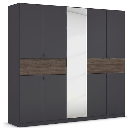 Rauch Ticao 226cm 9 Door Combi Wardrobe - Metallic Dark Grey and Atlantic Dark Oak