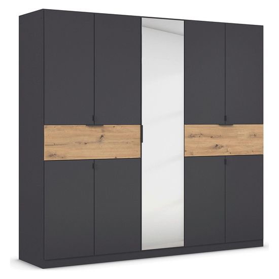 Rauch Ticao 226cm 9 Door Combi Wardrobe - Metallic Dark Grey and Artisan Oak