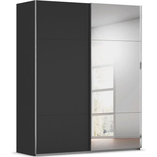 Rauch Contido 181cm 2 Door Sliding Mirror Wardrobe with Extras - Black