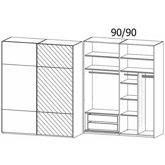 Rauch Contido 181cm 2 Door Sliding Mirror Wardrobe with Extras - Black