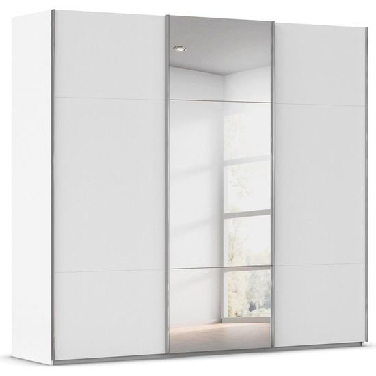 Rauch Contido 242cm 3 Door Sliding Mirror Wardrobe with Extras - Alpine White