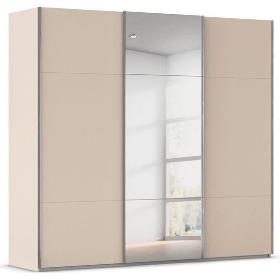 Rauch Contido 242cm 3 Door Sliding Mirror Wardrobe with Extras - Champagne