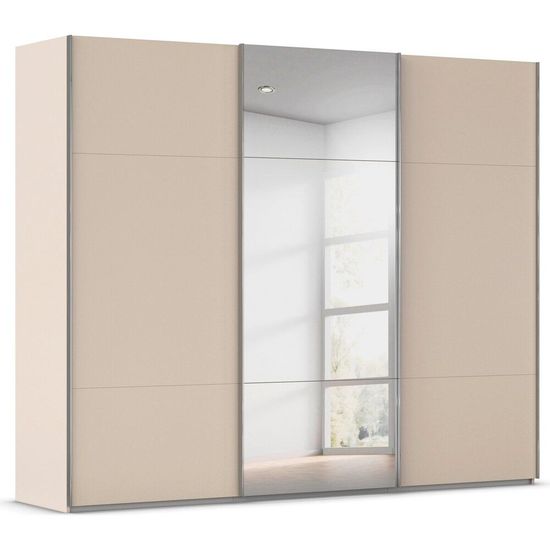 Rauch Contido 271cm 3 Door Sliding Mirror Wardrobe with Extras - Champagne Glass