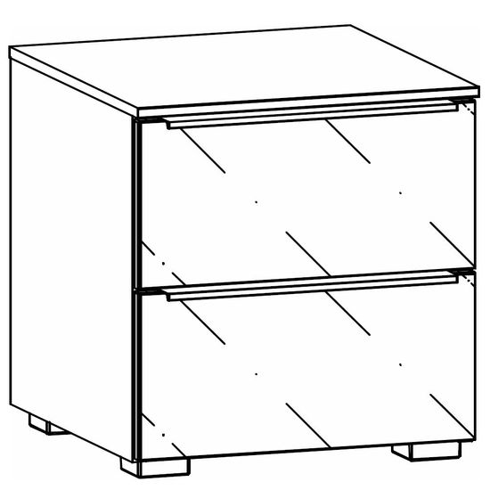 Rauch Monostar 2 Drawer Bedside Cabinet - Metallic Dark Grey with Basalt Glass