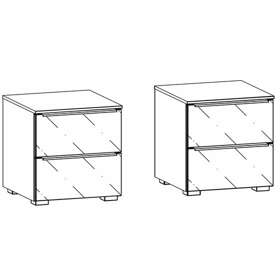 Rauch Monostar 2 Drawer Bedside Cabinet - Metallic Dark Grey with Basalt Glass