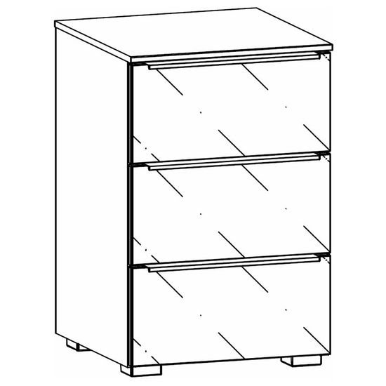 Rauch Monostar 3 Drawer Bedside Cabinet - Silk Grey with Grey Glass