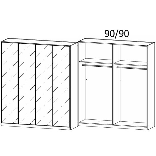 Rauch Monostar 181cm 4 Door Wardrobe - Alpine White with White Glass