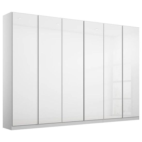 Rauch Monostar 271cm 6 Door Wardrobe - Alpine White with White Glass