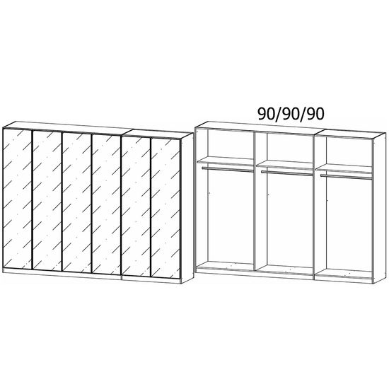 Rauch Monostar 271cm 6 Door Wardrobe - Alpine White with White Glass