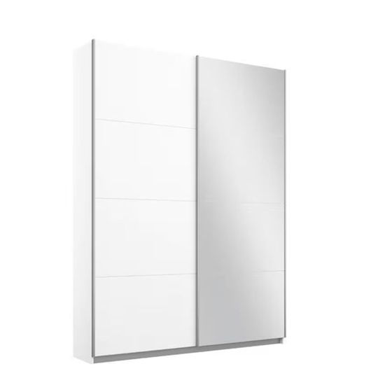 Rauch Belluno 136cm 2 Door Sliding Wardrobe with Mirror - Alpine White