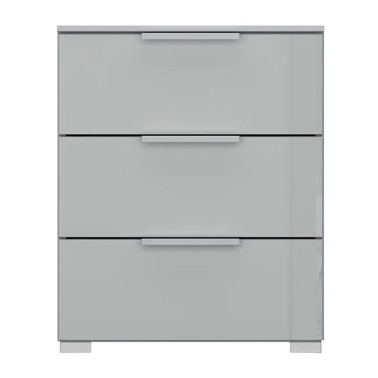 Rauch Skat Meridian 3 Drawer Bedside Cabinet - Silk Grey and Silk Grey Glass