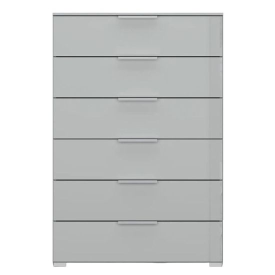 Rauch Skat Meridian 6 Drawer Chest - Silk Grey and Silk Grey Glass