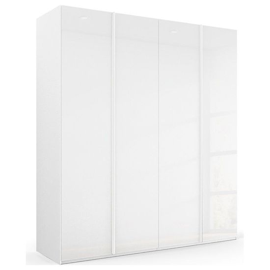 Rauch Skat Meridian 201cm 4 Door Wardrobe - Alpine White and Crystal White Glass