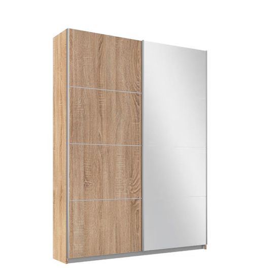 Rauch Belluno 136cm 2 Door Sliding Wardrobe with Mirror - Sonoma Oak