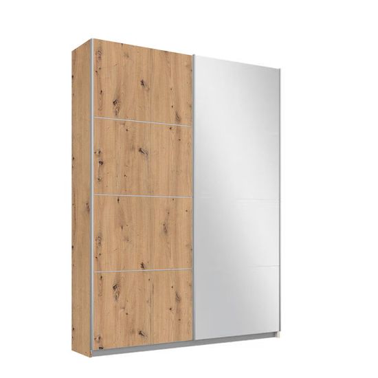 Rauch Belluno 136cm 2 Door Sliding Wardrobe with Mirror - Artisan Oak