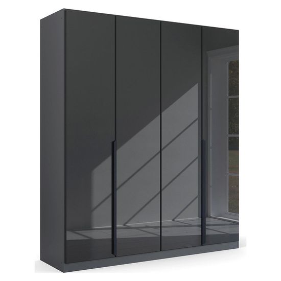 Rauch Quadra Spin 181cm 4 Door Wardrobe - Metallic Dark Grey and Basalt Glass