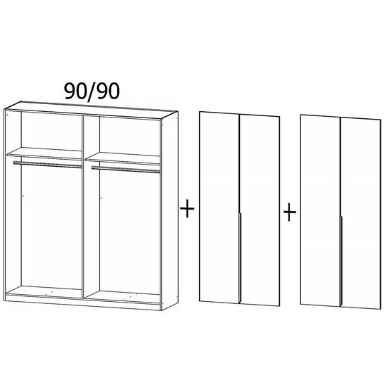 Rauch Quadra Spin 181cm 4 Door Wardrobe - Metallic Dark Grey and Basalt Glass