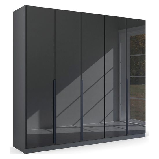Rauch Quadra Spin 226cm 5 Door Wardrobe - Metallic Dark Grey and Basalt Glass