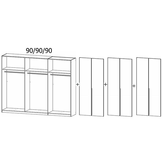 Rauch Quadra Spin 271cm 6 Door Wardrobe - Artisan Oak and Metallic Dark Grey