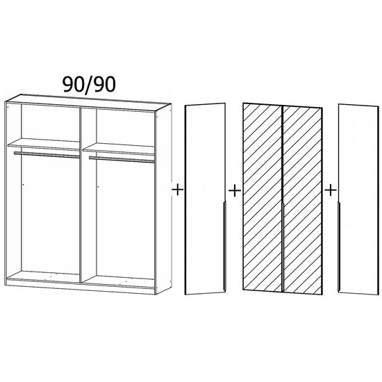 Rauch Quadra Spin 181cm 4 Door Wardrobe with Mirror - Metallic Dark Grey and Grey Effect