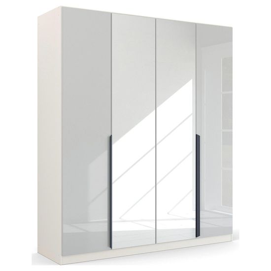 Rauch Quadra Spin 181cm 4 Door Wardrobe with Mirror - Alpine White and Crystal White Glass