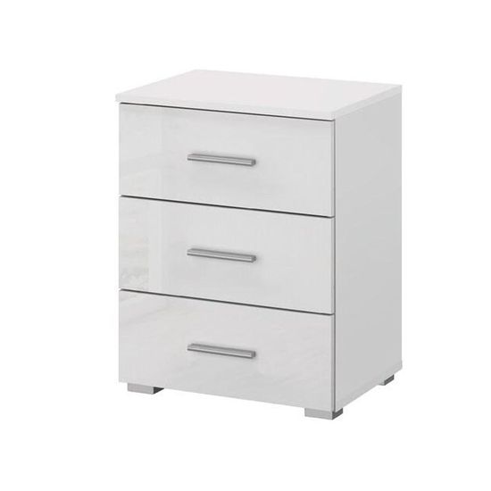 Rauch Elegant4you 3 Drawer Bedside Cabinet - Alpine White and White High Gloss